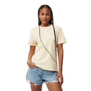 New Arrival Women's <b>Cream</b> Crew Neck Short Sleeve Loose Fit Solid Color Casual Jersey Knitted <b>T</b>-<b>Shirt</b> Spring Summer 100% Cotton - Product Image 5