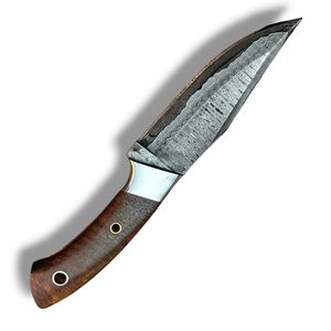 Couteaux de chasse élégants à lame fixe en acier Damas avec tranchant en acier à motifs et manche en bois lisse pour le camping et le bushcraft - Product Image 3