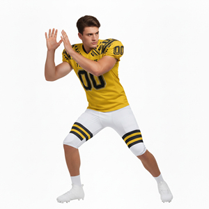 Conjunto de Uniforme de Fútbol Americano Unisex de Diseño Personalizado de Última Tendencia, Talla Grande, Transpirable, de Secado Rápido, Sublimado, de Manga Corta - Product Image 4