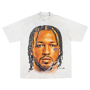 <b>Men's</b> White Short Sleeve T-Shirt with Photo Print Face Design Regular Fit Formal <b>Turtleneck</b> 100% Cotton Jersey Eco-Friendly - Product Image 1