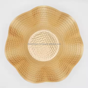 ชามผลไม้ทำจากอลูมิเนียมสีทองทำด้วยมือของตกแต่งโต๊ะที่หรูหราเป็นมิตรกับสิ่งแวดล้อมปราศจาก BPA ขอบทอง - Product Image 3