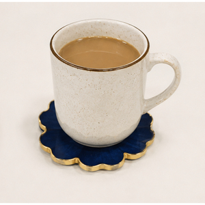 Wholesale Luxury Flower Shaped Epoxy Resin <b>Coaster</b> Set Handmade Royal Blue and Gold <b>Drink</b> <b>Coaster</b> for Modern Home Decoration - Product Image 3