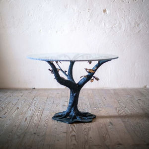 Table d'appoint de luxe 2026 faite à la main en fer avec plateau en verre transparent, base en métal sculpté en forme de branche d'arbre, pour salon, chambre, coin canapé - Product Image 2