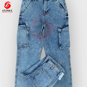 Jean droit vintage délavé bleu pour homme, coupe décontractée, style streetwear, pantalon en denim vieilli, vente en gros - Product Image 1