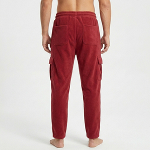Mens Autumn Winter Thick Fleece Cargo Sweatpants Comfortable Loose Fit Elastic Waist Track Pants Multi Pocket Joggers - Product Image 4