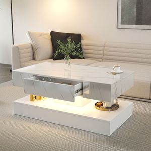 Tavolino da Caffè LED Alto 43 cm con Luci LED, Arredamento Moderno per Soggiorno, Ideale per Ambienti con Soffitti Alti - Product Image 1