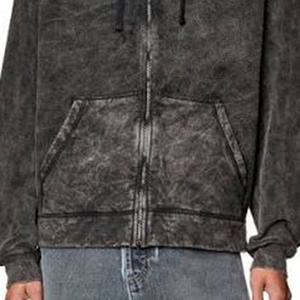 Sweat à capuche personnalisé en gros, style vintage délavé, molleton épais, coupe oversize, gris foncé, effet délavé à l'acide, pour homme - Product Image 2