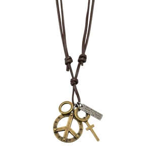 Fashion Pendant Necklace-1.2-Inch Pure Stainless Steel Cross Pendant with Adjustable Leather <b>Rope</b> for Men & Boys - Product Image 3