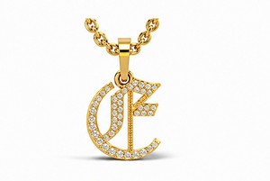 Luxury 925 Sterling Silver Gold Plated Gothic Initial Letter Pendant CZ Studded Alphabet Necklace Jewelry - Product Image 1