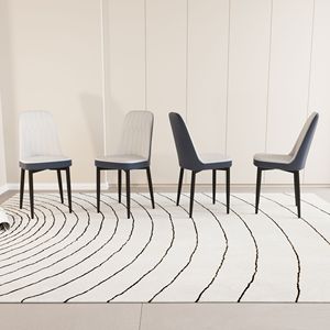 Set di 4 Sedie da Pranzo in Stile Moderno con Tessuto in Pelle PU di Alta Qualità e Cuscini Spessi e Morbidi, Gambe in Metallo Nero - Product Image 3