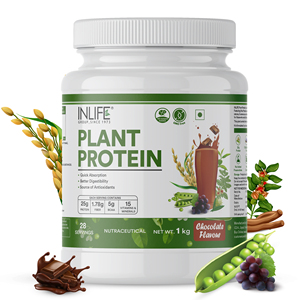 Proteína Vegetal en Polvo Sabor Chocolate 1kg, Mezcla de Proteína de Guisante y Arroz Integral, Mezcla Vegana en Polvo - Product Image 1