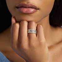 Bague large en or blanc 14 carats, style vintage, filigrane, avec diamant de laboratoire