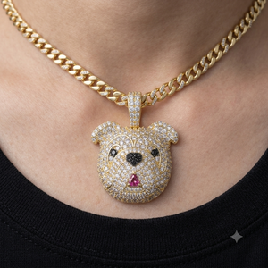 Pendentif personnalisé SHRAMAN DIAMOND en argent 925 plaqué or, diamant brillant de laboratoire, tête de bouledogue, style hip-hop, pour soirée - Product Image 2
