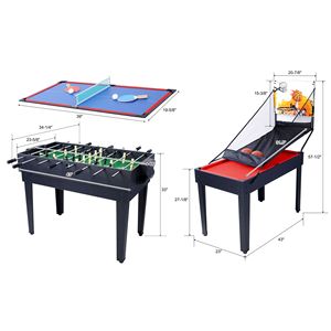 Mesa de Juegos Multiusos 5 en 1, Deportes de Interior, Color Negro/Rojo, Billar, Hockey de Mesa, Futbolín, Ping Pong, Baloncesto - Product Image 6