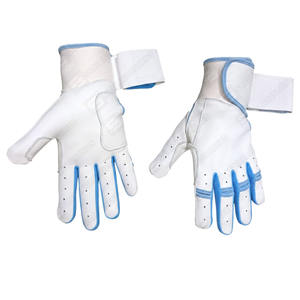 Guantes de Bateo de Béisbol/Sóftbol Transpirables de Alta Calidad, Color Azul y Blanco, Hechos a Medida, con Soporte para la Muñeca, Ajustables, de Cuero - Product Image 1