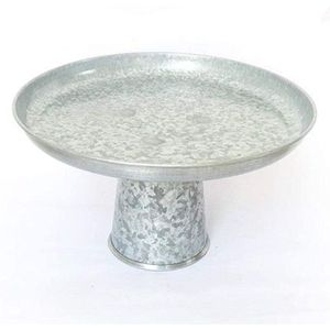 Rustic Galvanized Metal Cake Stand Wholesale Pedestal Dessert Display Plate Farmhouse Tableware for Wedding Party Decor Stand - Product Image 1