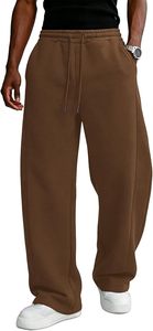 <b>Men's</b> Baggy Fleece Sweatpants Wide Leg Cotton <b>Jogger</b> Pants <b>Loose</b> Fit Drawstring Waist Casual Trousers with Pockets - Product Image 2