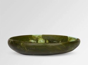Assiette décorative artisanale en résine verte, effet artisanal, assiette de service de luxe, centre de table moderne, décoration intérieure pour la salle à manger - Product Image 3