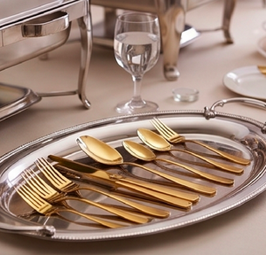 Elegante Juego de Cubiertos de Acero Inoxidable Dorado con Acabado Espejo, Diseño Minimalista, Apto para Lavavajillas, para Fiestas y Hoteles - Product Image 3
