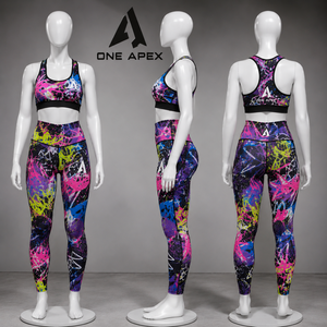 Women Printed <b>Yoga</b> <b>Set</b> High Waist Gym Leggings Sports Bra Fitness Workout Activewear Training Clothing <b>Set</b> - Product Image 3
