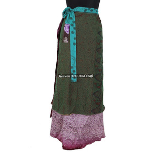 Long Layered Sari Silk <b>Wrap</b> <b>Skirts</b> Magic <b>Wrap</b> <b>Skirt</b> Multi Wear Vintage Sari <b>Skirts</b> Manufacturer Wholesaler Boho Stylish Multi - Product Image 3