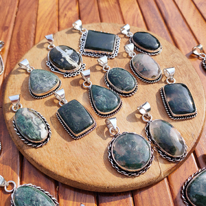 Anillo de Plata con Bisel de Latón Chapado en Plata, con Ágata Verde Musgo, Estilo Bohemio Artístico, Hecho a Mano, Unisex, Regalo de Boda - Product Image 2