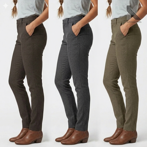 Pantalon bordeaux pour femme en coton et élasthanne, sergé 360 GSM, extensible, tissu écologique, fabrication OEM ODM, vente en gros personnalisée - Product Image 4