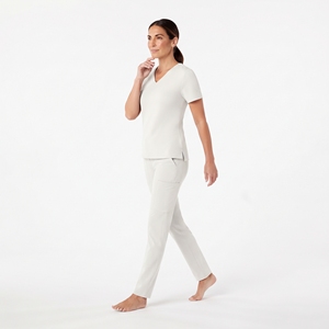 Uniforme de Enfermería con Cuello en V para Mujer, Blusa Blanca de Manga Corta y Pantalones, Conjunto de Ropa de Trabajo Médica para Hospital y Centro de Salud - Product Image 2