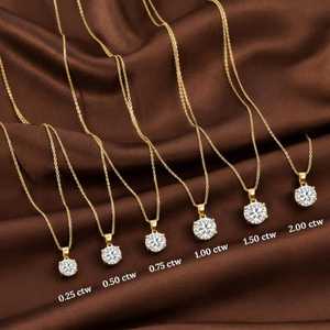 Pendentif solitaire en diamant rond certifié or 14 carats cultivé en laboratoire [0,25 ct] - Product Image 1