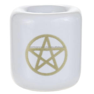 Bougeoir Métal Or Pentacle Carillon Rituel Sort-Blanc Disponible - Product Image 1