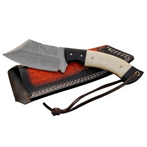 Full Tang Damascus Steel Handcrafted Cowboy Hunting <b>Knife</b> Straight Edge Premium <b>Bone</b> <b>Handle</b> Leather Sheath OEM/ODM Customizable - Product Image 1