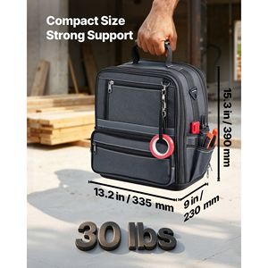Bolsa de Herramientas Portátil de 13.2 Pulgadas, Organizador de Herramientas con 34 Bolsillos, Base de Plástico Duro y Asas - Product Image 3