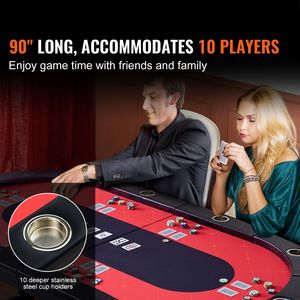 Tavolo da Poker Pieghevole di Lusso per 10 Giocatori, Portatile, per Blackjack e Texas Hold'em, con Bordi Imbottiti e Portabicchieri in Acciaio Inox - Product Image 2