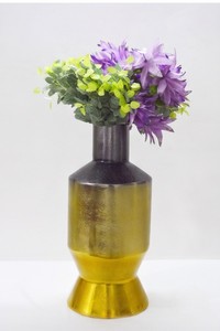 Hot Aluminum Hammered Texture Cylinder Shape Two Toned Color Nickel Plated Flower <b>Vase</b> <b>Unique</b> Style Fancy Wedding Flower <b>Vase</b> - Product Image 2