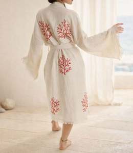 Vestido de Playa de Algodón, Nuevo Estilo Veraniego para Vacaciones, Bata de Baño de Algodón de Lujo con Estampado, Kimono Boho para Mujer - Product Image 2