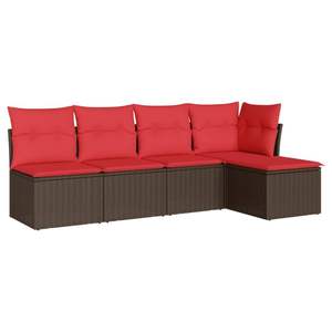 Juego de sofás de patio de ratán sintético marrón de 5 piezas con cojines, muebles duraderos para exteriores - Product Image 2