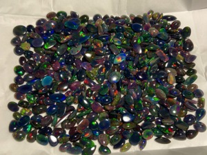 Genuine Black Opal Loose <b>Stone</b> Natural Precious <b>Fire</b> Opal Cabochon Ethiopian Opal Gemstone October Birthstone Mixed Shape - Product Image 3