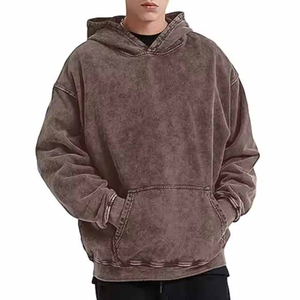 Custom Acid Washed <b>Hoodie</b> Pullover <b>Men</b> Blank Heavyweight Plain Cotton <b>Thick</b> French Terry Acid Wash Hoodies - Product Image 1
