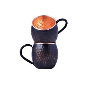 Ensemble de 8 tasses en cuivre Moscow Mule (16 oz) 100% cuivre pur |   Fabriqué à la main avec une finition martelée laquée et des bords arrondis lisses - Product Image 4