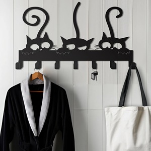 Black Cat Face <b>Key</b> Holder <b>Wall</b> <b>Hook</b> Organizer Perfect <b>For</b> Entryway Decor Stylish <b>Key</b> Storage And Home Organization From India - Product Image 5