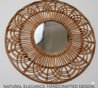 Miroir décoratif vintage côtier en rotin naturel, fait main, accessoires de maison traditionnels, décoration murale de style antique