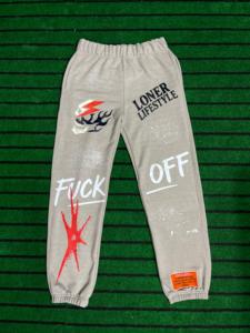 Loner Lifestyle Men's Gray Sweatpants <b>Elastic</b> <b>Waist</b> <b>Trousers</b> Distressed Print Street Style Joggers Autumn Wear <b>Trousers</b> For Sale - Product Image 3