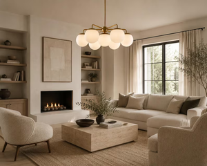 Brass Globe Chandelier 7 Frosted Glass Globes Mid Century <b>Modern</b> <b>Ceiling</b> <b>Light</b> Fixture Decorative Interior Lighting - Product Image 2