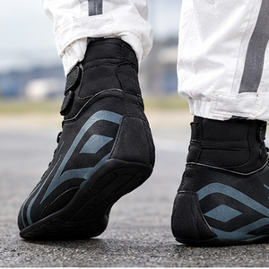 Bottes de moto montantes en cuir véritable avec semelle extérieure en caoutchouc, fermeture auto-agrippante, antidérapantes, bout fermé, légères et respirantes - Product Image 4