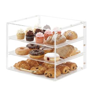 Vitrina Comercial de 3 Niveles para Panadería, Exhibidor de Acrílico Transparente para Pasteles, Pan y Tartas, para Cocina y Fiestas - Product Image 1