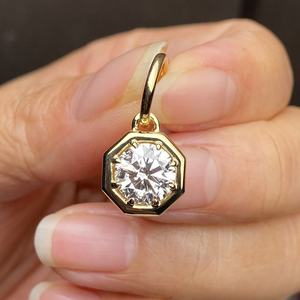 Geometric Hexagon Bezel Set 3.00 CT Brilliant Cut Solitaire Zircon Pendant <b>Charm</b> Women 925 Sterling <b>Silver</b> Plated Classic Yellow - Product Image 4