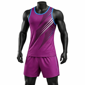 Custom <b>Running</b> Uniform Men Sublimated <b>Running</b> Singlet & Shorts Set Quick Dry Breathable Sportswear OEM Athletic Track Suit - Product Image 1