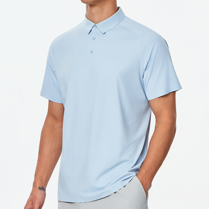 Men's Ocean Blue Short Sleeve <b>Golf</b> for Shirt with Shark Print and Custom Logo Quick-Drying Polyester Outdoor Sports Top - Product Image 2