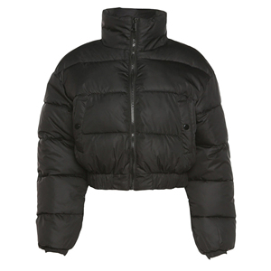 Women's Wholesale breathable <b>Cropped</b> <b>Puffer</b> <b>Jacket</b>, Zip-Up Down Coat for Chic Winter Warmth in Outerwear Trends Cheap Price - Product Image 4