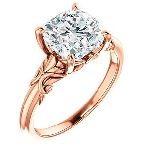Cushion Cut 8mm Prong Set <b>Solitaire</b> Moissanite <b>Ring</b> 925 Sterling <b>Silver</b> Rose Gold Plated Luxury Certified Engagement Party - Product Image 1